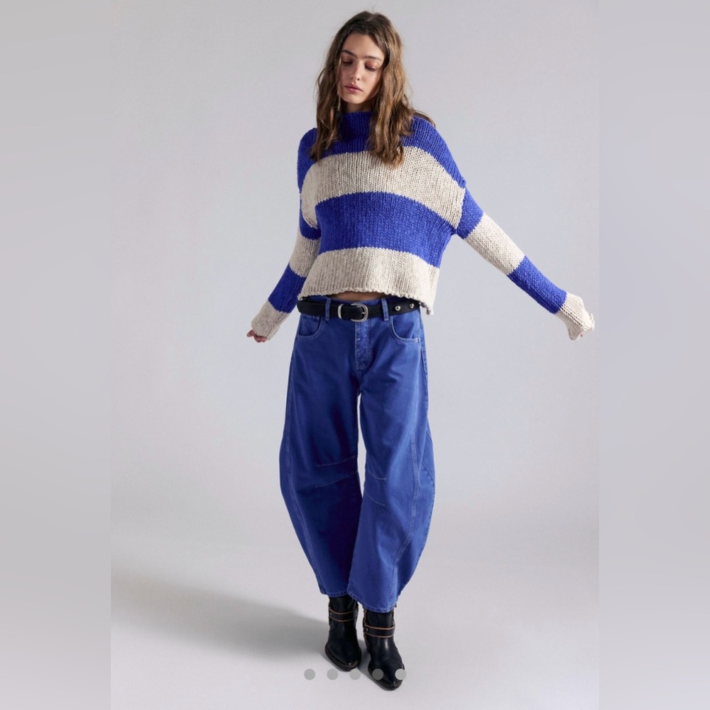 NWT FREE PEOPLE OPAL ROLLNECK KNIT STRIPE SWEATER